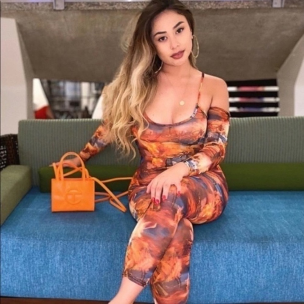 Long sleeve sheer jumpsuit